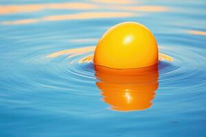 ai generado el plastico divertido agua boya viaje verano pelota piscina amarillo inflable soleado nadando flotador foto