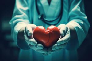 AI Generated Medicine stethoscope diagnosis disease care human red cardiologist cardiology heart photo