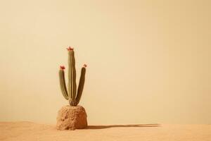 ai generado mínimo cactus decoración antecedentes naturaleza espinoso seco diseño tropical crecimiento estilo foto
