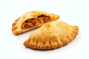 AI Generated Baked cuisine meat stuffed pie homemade plate fried dinner traditional empanada pastry photo