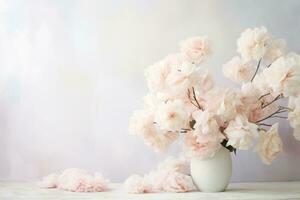 AI Generated Pink plant blossom peony white spring summer blooming nature birthday floral flora photo