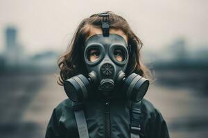 AI Generated Portrait gas virus gas protection environment safety air toxic mask infection person photo