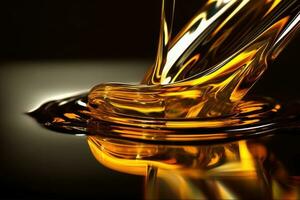 AI Generated Yellow flowing ingredient liquid oil splashing organic transparent drop healthy cooking photo