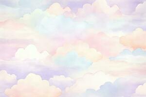 AI Generated Bright texture blue yellow cloud white rainbow gradient purple pink light cloudscape photo