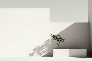 AI Generated Minimal plant architecture tree nature light white shadow render design background photo