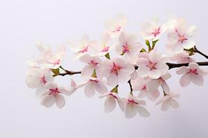 AI Generated Bright botany pink nature plant fresh flora branch petal closeup background white photo