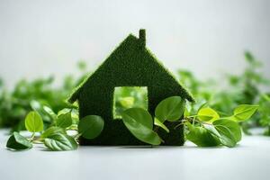 AI Generated Architecture property green symbol background grass housing concept eco real estate photo