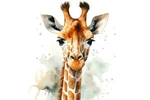 AI Generated Illustration animal nature wildlife giraffe head african art safari portrait face photo