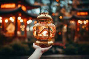 AI Generated Arab culture oriental old decoration religion eid lamp arabian ramadan candle asia photo