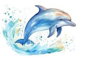 AI Generated Swim playful ocean wild wildlife underwater mammal dolphin flipper jumping water photo