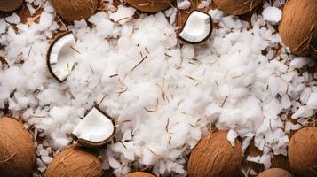 AI Generated Plant sweet coconut ingredient coco background fresh closeup white organic nut exotic photo