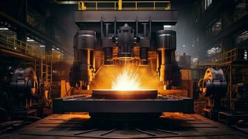 AI Generated Factory steel foundry plant metallurgy heat manufacture technology working industrial photo