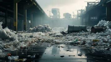 ai generado montón basura ecológico suciedad conservación destrucción basura tóxico reciclar industrial foto