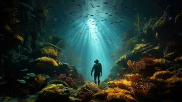 AI Generated Egypt aquatic blue ocean sea animal nature water marine deep diver life scuba fish photo