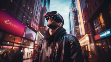 ai generado hombre antecedentes negro virtual persona tecnología Moda realidad ligero inteligente cara foto