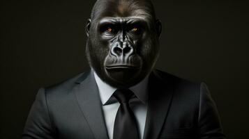 AI Generated Animals gorilla face monkey mammal primate wild black ape big wildlife silverback photo