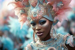 ai generado mujer máscara festival disfraz viaje vistoso cara italiano Venecia misterioso carnaval foto