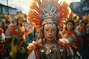 ai generado celebracion festival persona danza disfraz asiático religión hermosa calle tradicion foto