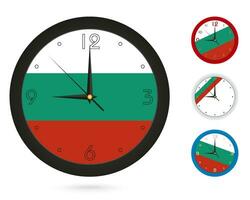 Wall Clock Design with National Flag of Bulgaria. Four different design. vector