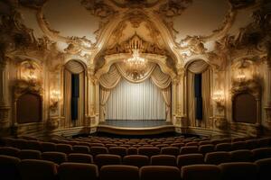 ai generado arquitectura sala etapa interior salón antiguo barroco interior ópera europeo dentro foto