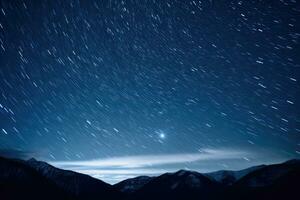 ai generado cielo montañas naturaleza estrellado paisaje espacio verano lechoso galaxia antecedentes cosmos foto