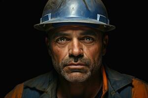 ai generado persona hombres sombrero retrato trabajador trabajando capataz industrial minero construcción ingeniero foto