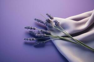 AI Generated Summer provence lavender sunset flowers herbal field aroma violet lavandula nature photo
