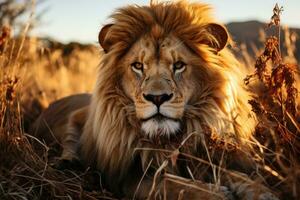 AI Generated Predator king dangerous wildlife kenya portrait male mammal majestic carnivore african photo