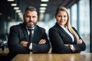 AI Generated Success businessman suit working office adult team caucasian businesswoman colleague photo
