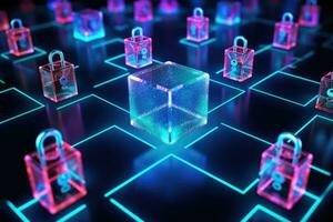 AI Generated Networking illustration internet concept code web data security digital information photo