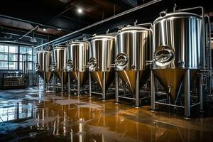 AI Generated Business storage fermenting brewery tank lager steel beverage drink metallic photo