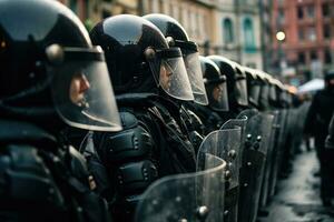 AI Generated Brutality politics violence law government people strike street protest police photo