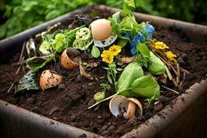 ai generado crecimiento verde trabajo pala al aire libre agricultura primavera crecer plantas flora naturaleza flor foto