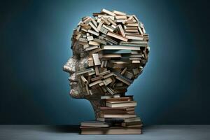 AI Generated College idea literature set head education shelf reading collection university photo