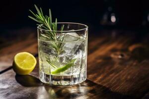 AI Generated Citrus glass refreshment ice juice slice tonic liquid soda drink alcohol vodka green photo