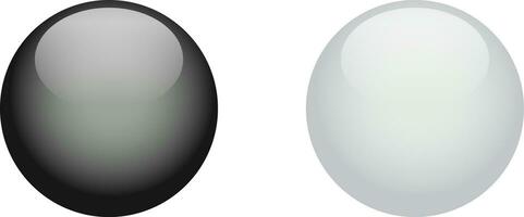 Black and white glossy balls. Vector illustration.