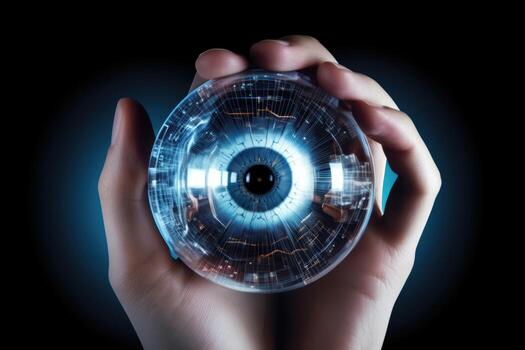 AI Generated Human man cyberspace data computer networking tech futuristic digital secure technology photo