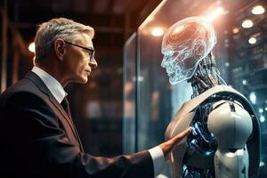AI Generated Man machine intelligence intelligence human android robot fiction ai cybernetic person photo