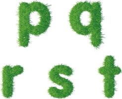 Small letter p q r s t texture green grass vector