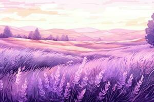 AI Generated Blooming blue beauty violet provence colorful summer france countryside field photo