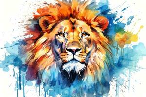 AI Generated Wild head lion king fur mane predator illustration face mammal africa nature zoo art photo