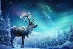 AI Generated Blue snowfall male animals new year cold wildlife christmas deer snow winter nature photo