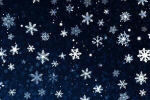 AI Generated New white wallpaper celebrate blue flake snowfall abstract snow season christmas photo