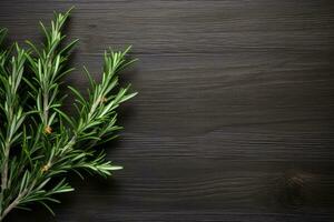AI Generated Seasoning wood herbal spice green background organic healthy bunch herb leaf ingredient photo