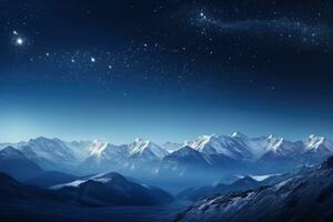 AI Generated Snow astronomy night beautiful space starry mountain galaxy milky hill peak sky stars photo