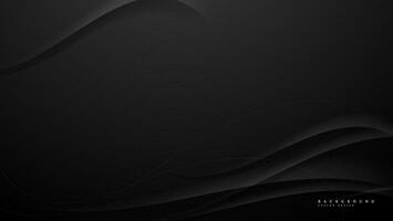 black abstract background with wavy lines composition and space area for text vector