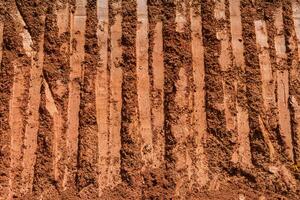 Soil ground texture background. Leveling ground of backhoe, Construction concept photo