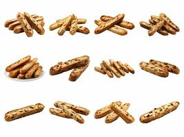 AI generated Biscotti collection isolated on white background. photo