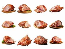 AI generated smoke ham collection isolated on white background. photo