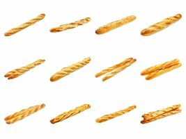 AI generated bread stick collection isolated on white background. photo